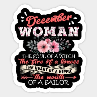 December Woman The Soul Of A Witch Floral Yoga December Woman Birthday Gift Sticker